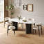 Table de salle à manger moderne 71 po ovale, plateau blanc fritté brillant en pierre, pieds doubles en bois massif pour 4 à 6-2131562178