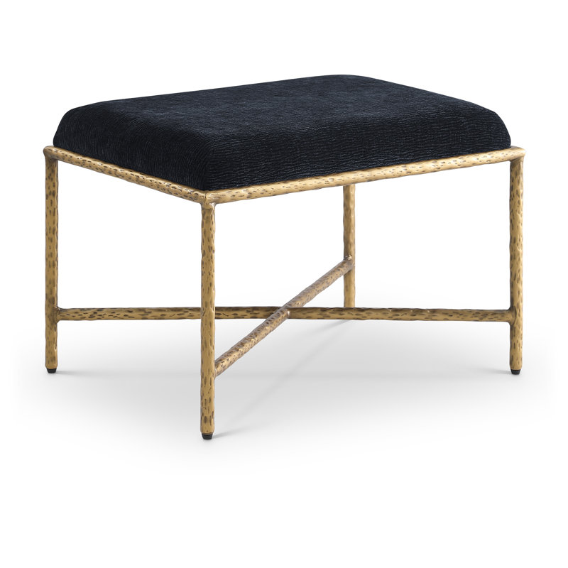 Banc en tissu Iyania Chenille, Doré, Tissu chenille noir