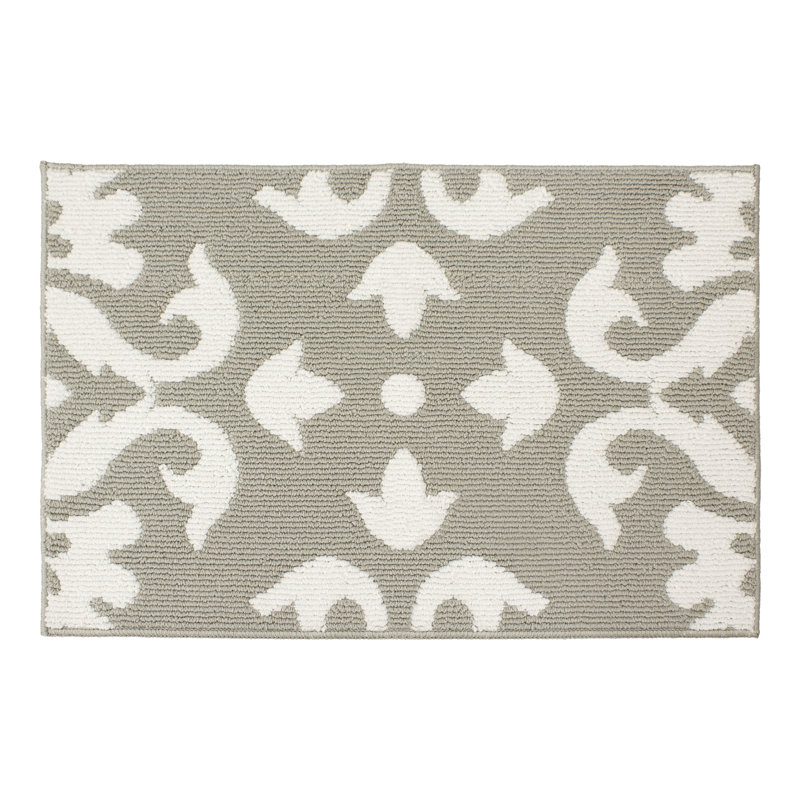 Light Grey and White Geometric Washable Accent Rug