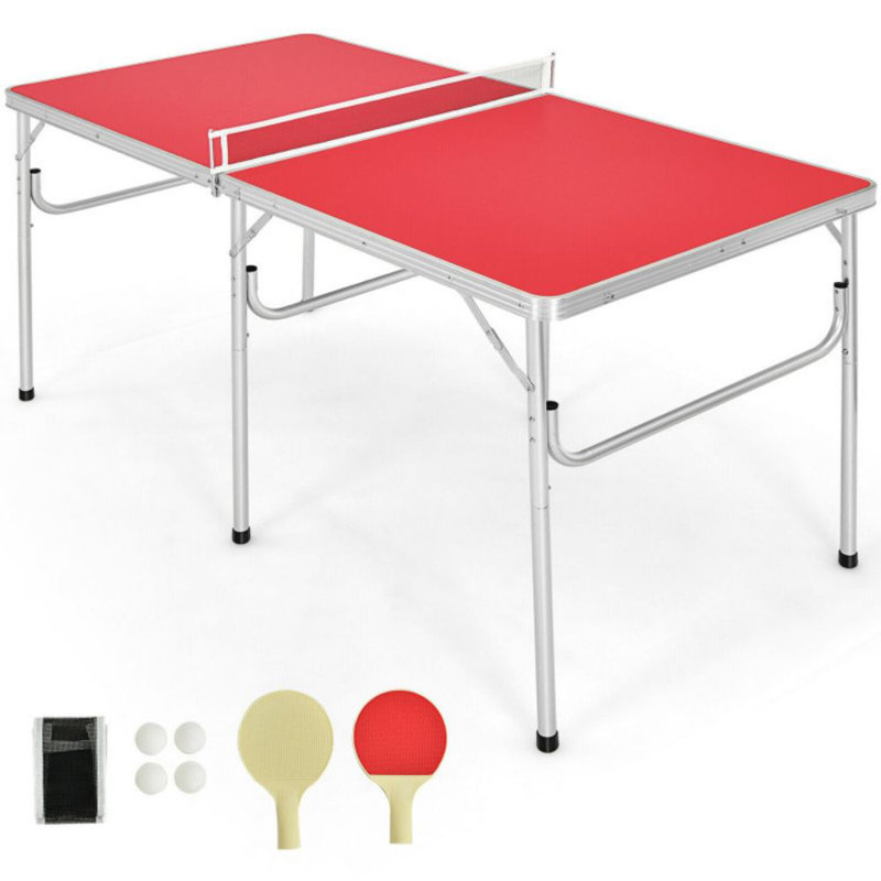 Table de tennis de table d'intérieur pliable de taille réglementaire avec raquettes et balles (6,35 mm d'épaisseur)