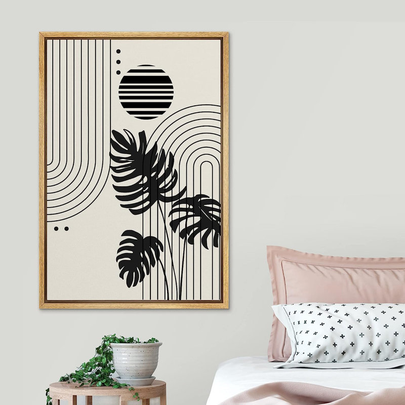 «Geometric Striped Polygon Tropical Palm Leaf», reproduction sur toile flottante, H 24 po x l 16 po x P 1,5 po