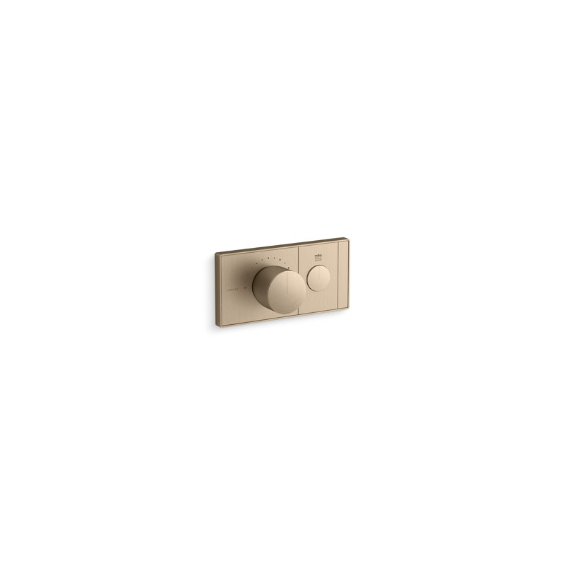 Anthem One-Outlet Thermostatic Valve Control Panel With Recessed Push-Button, Vibrant Brushed Bronze