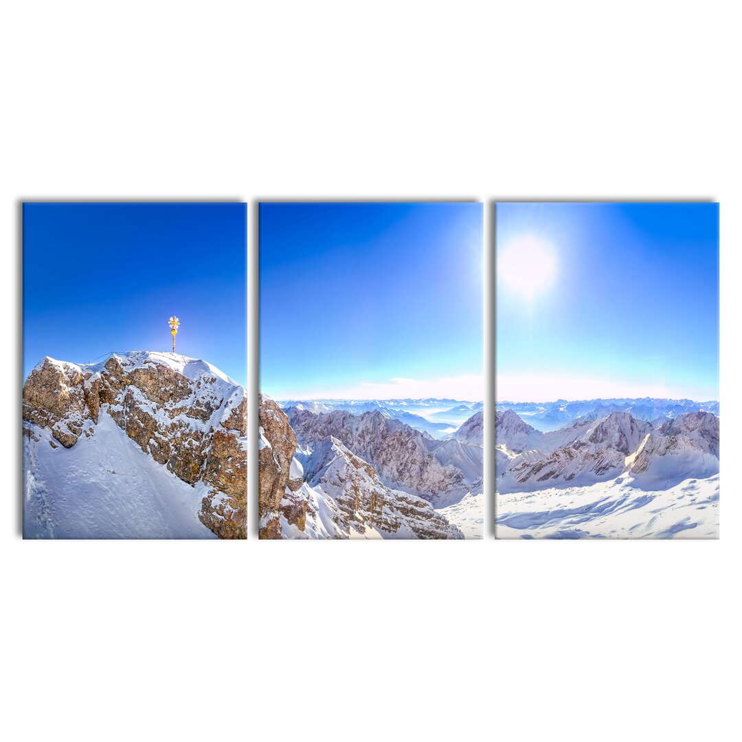 3-tlg. Leinwandbilder-Set Zugspitze in the Sunlight