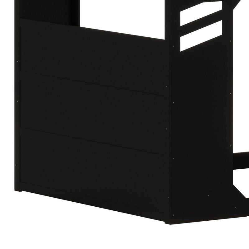 Lit mezzanine avec bureau à hauteur réglable, Mauve et noir