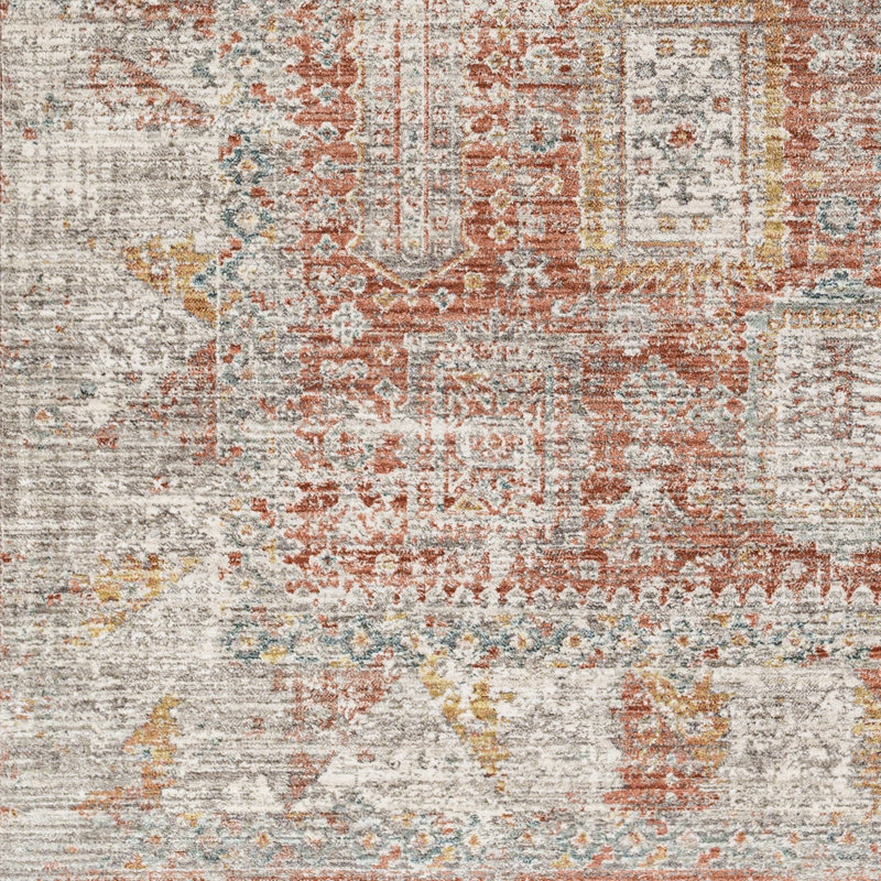 Everly Oriental Machine Made Power Loomed Polyester Area Rug in Red, Runner 2'11" x 10'