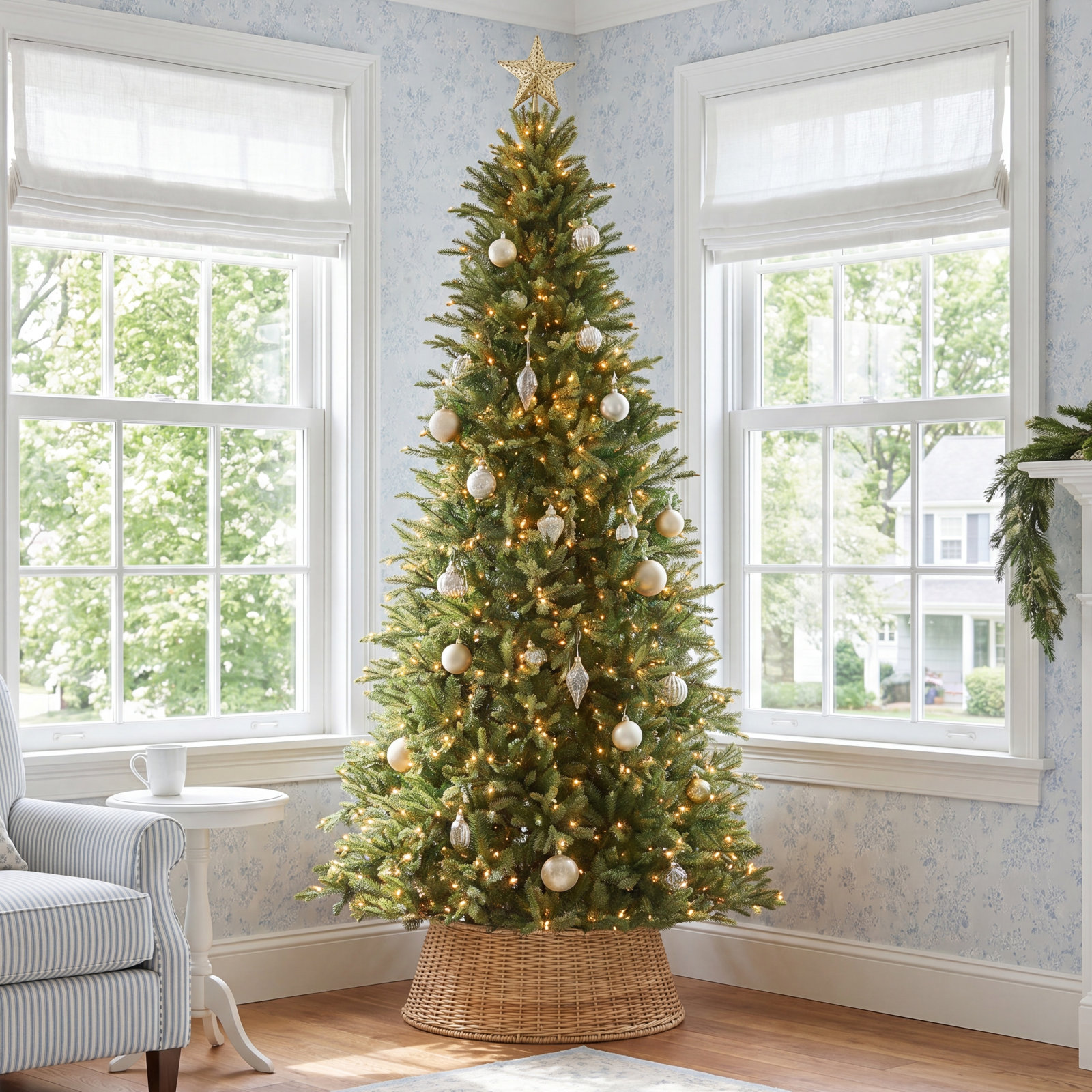 Adneta Lighted Artificial Fir Christmas Tree, 12'