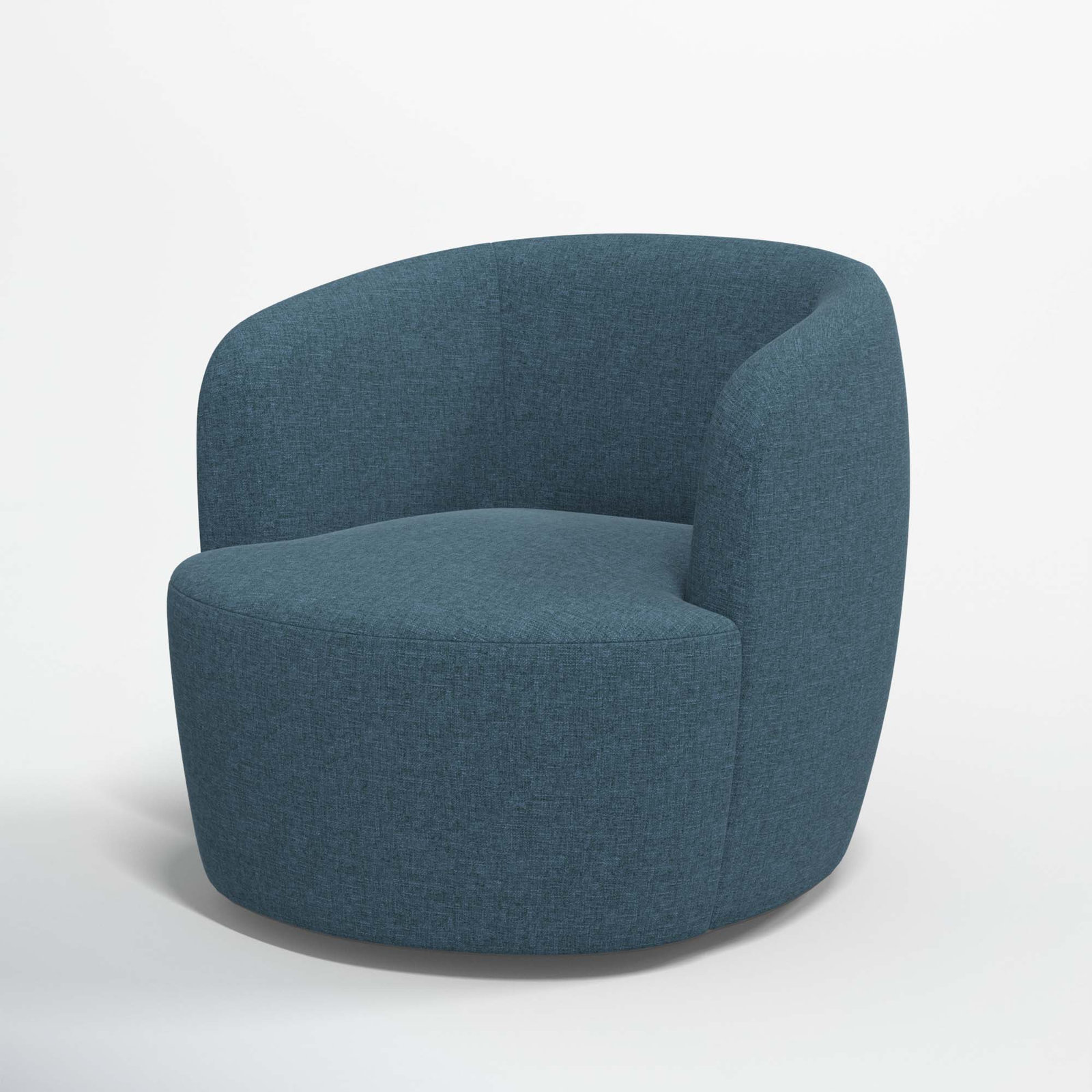 Mina Swivel Barrel Chair, Zuma Navy Textured Linen