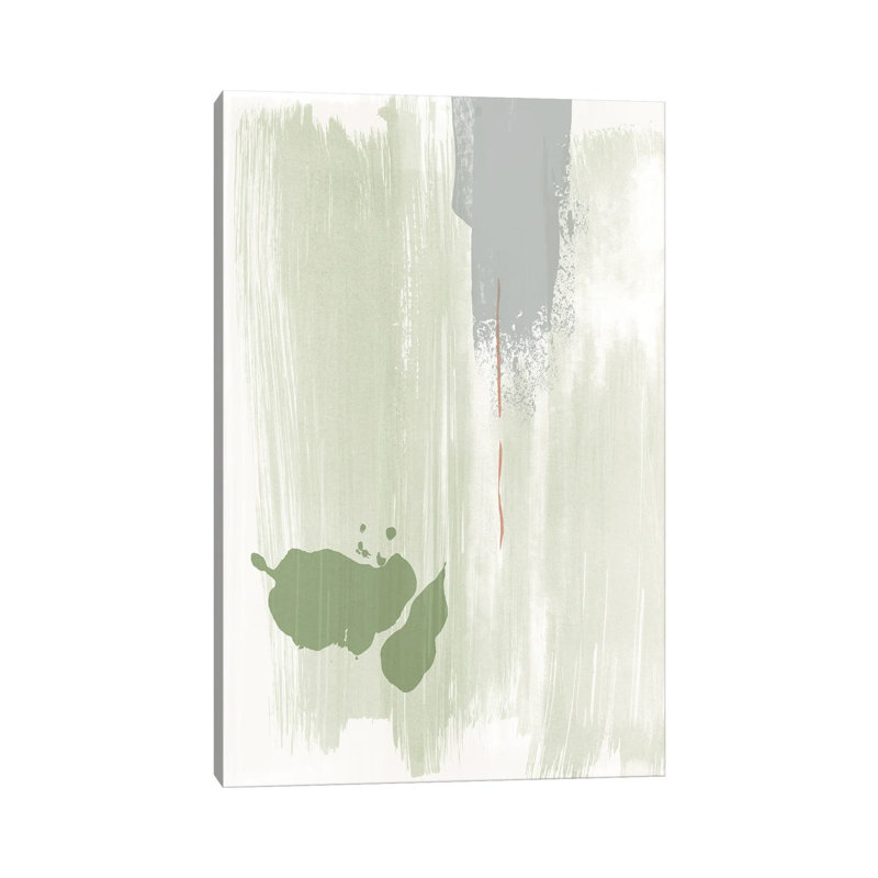 Peinture abstraite vert olive - NUV255, H 26 po x l 18 po x 1,5 po