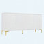 Buffet multifonctionnel à 4 portes - Rangement sculpté ultrabrillant avec tablettes réglables pour le salon, le bureau et le vestibule