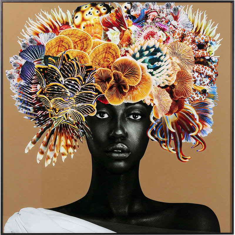 Flower Hair - Closed Corner Frame Square Painting