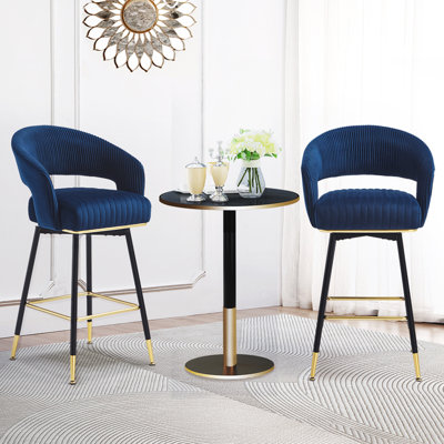 Roellig Swivel Upholstered Bar Stool with Metal Frame