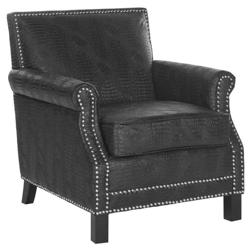 Aleshia 28.3" Wide Armchair, Faux Leather Black