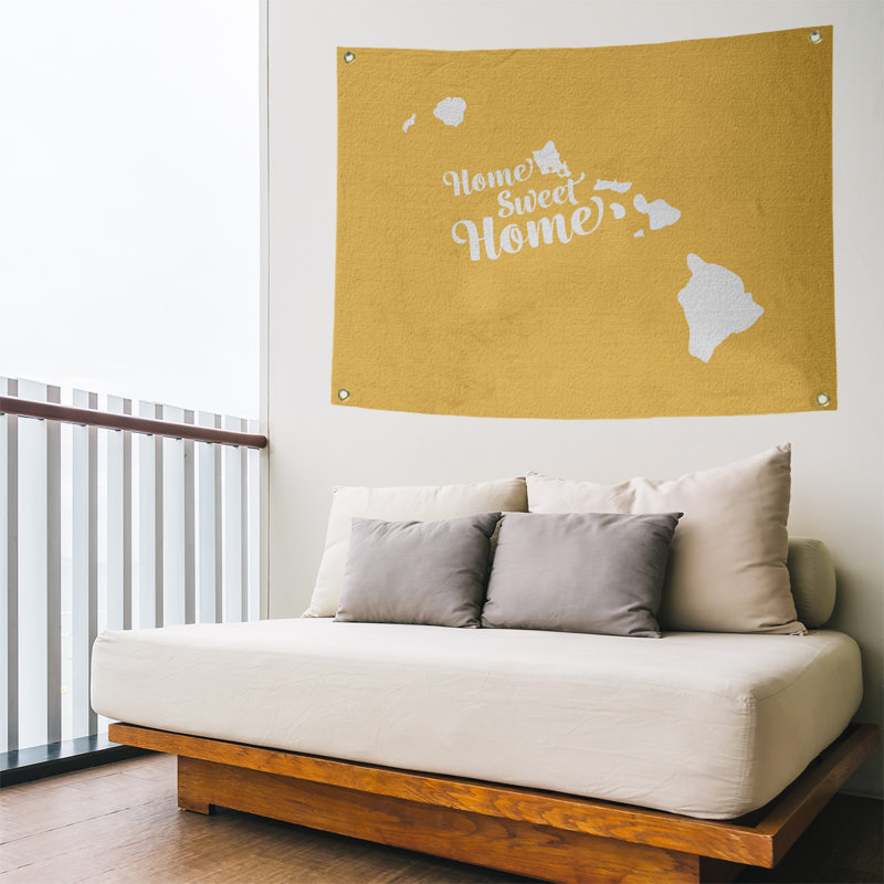 Tapisserie murale honolulu doux pour la maison, H 50 po x l 59 po, Jaune