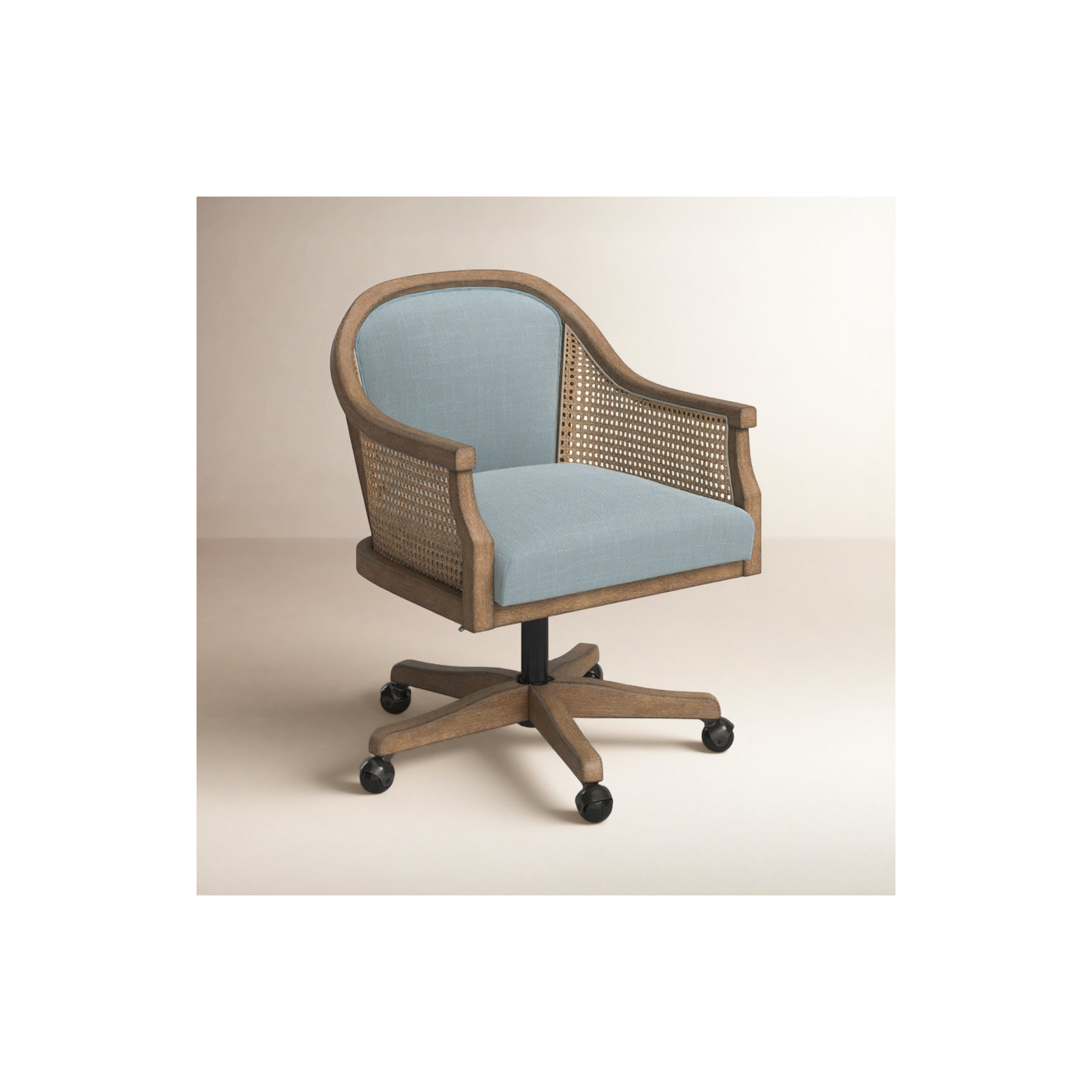 Ackeron Solid Wood Home Office Task Chair, Blue Canvas