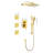 Modern Shower System With Head, Hand Shower, And Slide Bar In Brushed Gold Air Injection Bodysprays-121077432