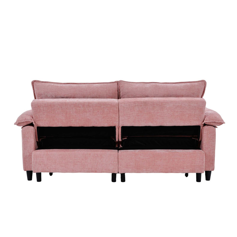 Canapé-lit gigogne en velours avec matelas dissimulé, Pink Velvet