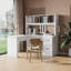 Bureau d'ordinateur blanc antique pour le bureau à domicile, beaucoup de rangement, 2 tablettes, 2 grands tiroirs, plateau imperméable, vaste bureau avec rangement, options abondantes, surface lisse,-2068513147