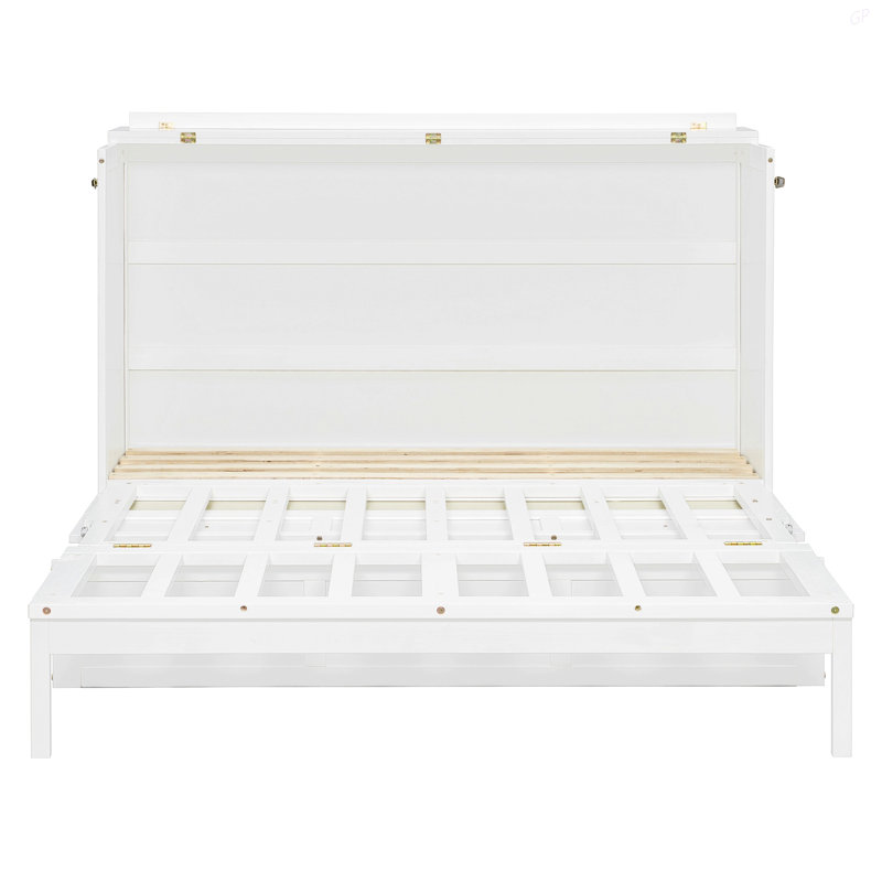 Grand lit escamotable avec grands tiroirs, Queen, White