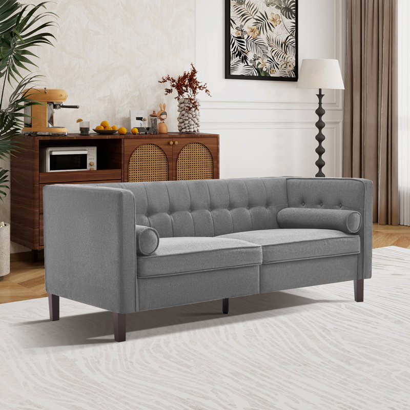 Canapé en velours 78 po, Gris chenille