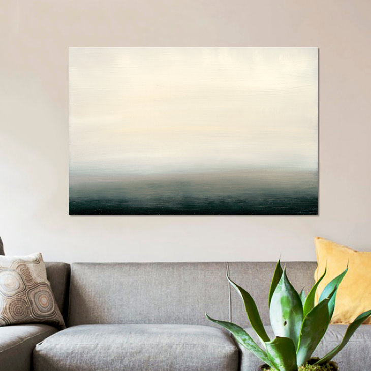«Ocean Tide VIII», reproduction sur toile, H 16 po x l 24 po x P 1 po, Papier d'art encadré noir, Blanc