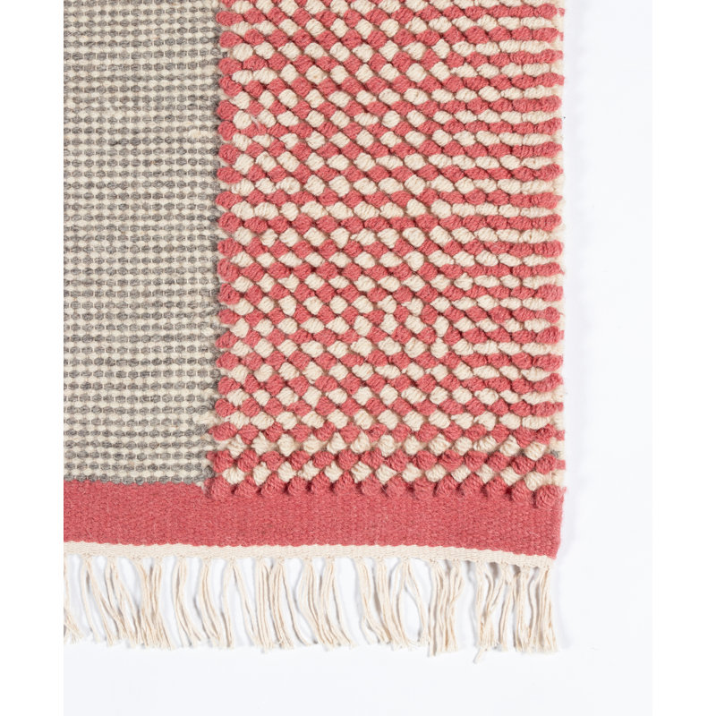 Tapis rose en laine Flatweave, Tapis de couloir 2 pi 3 po x 8 pi