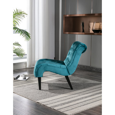 Chaise rembourrée en velours bleu sarcelle avec pieds pour une utilisation quotidienne