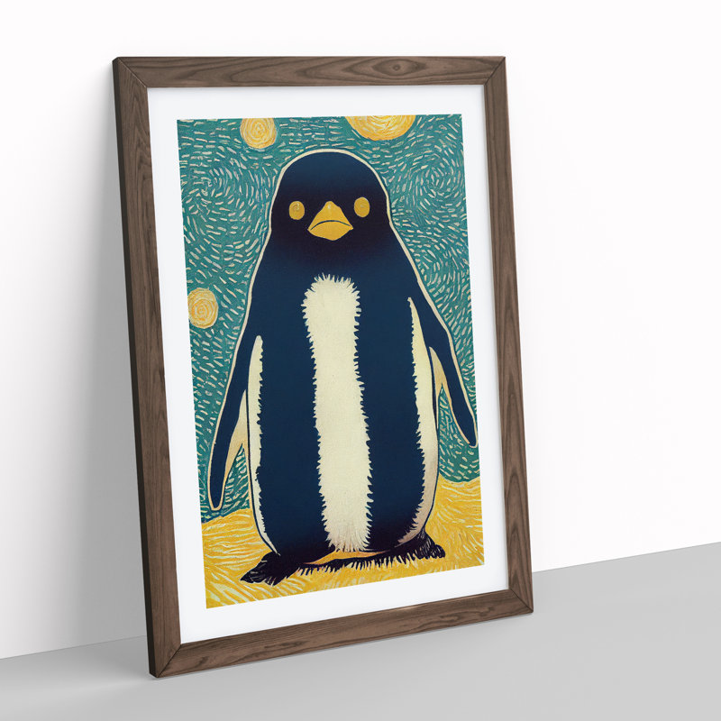 Penguin - Wall Art, Walnut Picture Frame, White, 64cm H x 46cm W