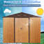 Remise de rangement extérieure en métal 8 pi x 6 pi, café. Structure en fer galvanisé pour la stabilité, peinture, évents perforés. Portes coulissantes avec cadenas. Assemblage facile. Panneaux perdus dans la construction, évents améliorés-122098381