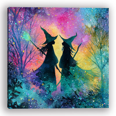 «Mystical Witch Silhouettes», art mural sur toile tendue