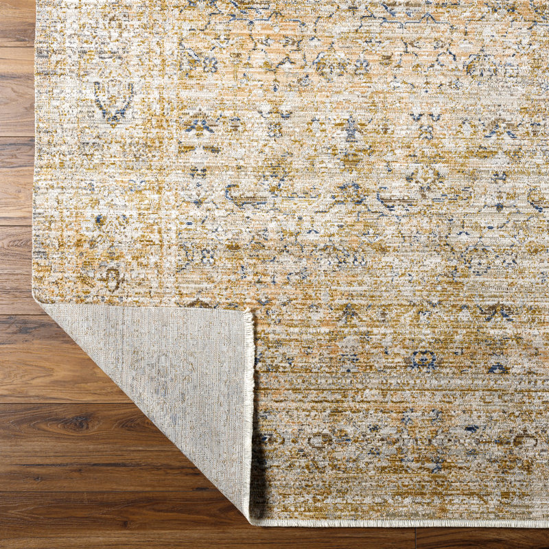 Margaret Vintage Washable Distressed Brown Synthetic Area Rug