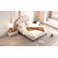 Lit plateforme tapissier double avec tête de lit en velours à motif floral-124917358-124917360