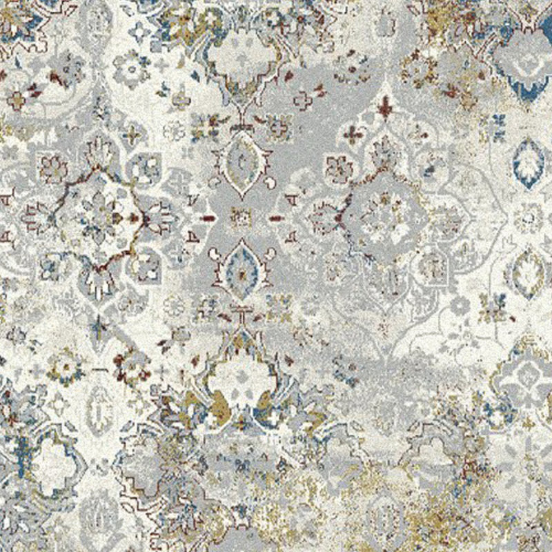 Tapis oriental crème / gris / gris anthracite / or / bleu Flack, Rectangle 2 pi x 3 pi 11 po