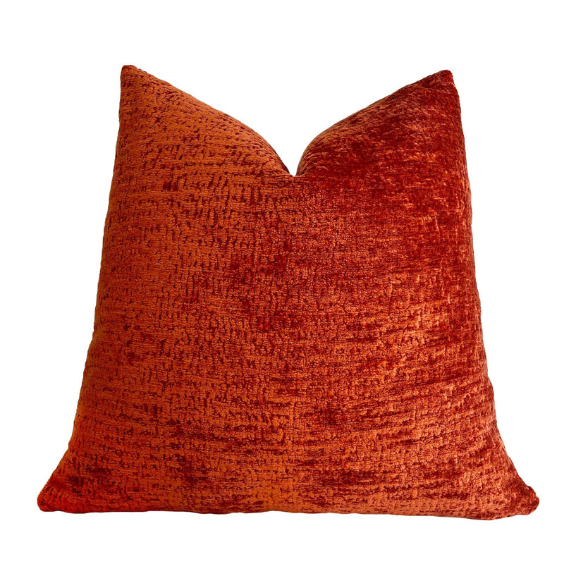 Housse de coussin en chenille unie, H 22 po x l 22 po 2, Orange