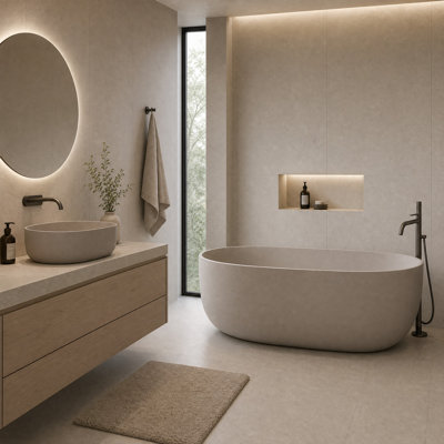 Baignoire indépendante en résine de 51 po à surface solide en pierre, une baignoire indépendante de conception moderne avec drain escamotable et tuyaux de trop-plein, convenant aux petites maisons