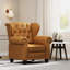 Fauteuil inclinable orange - Pieds en bois, cuir technique doux pour un fauteuil de salon relaxant réglable, pieds décoratifs