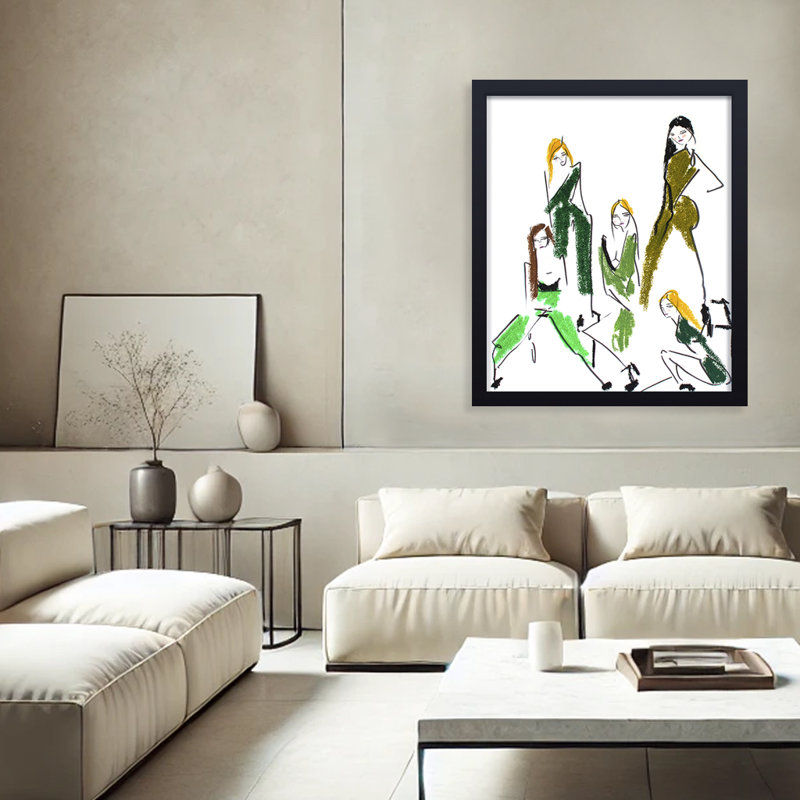 Pop Art & Retro W Models by  - Picture Frame Painting, 30" H x 24" W x 1.125" D, Framed Print, Black