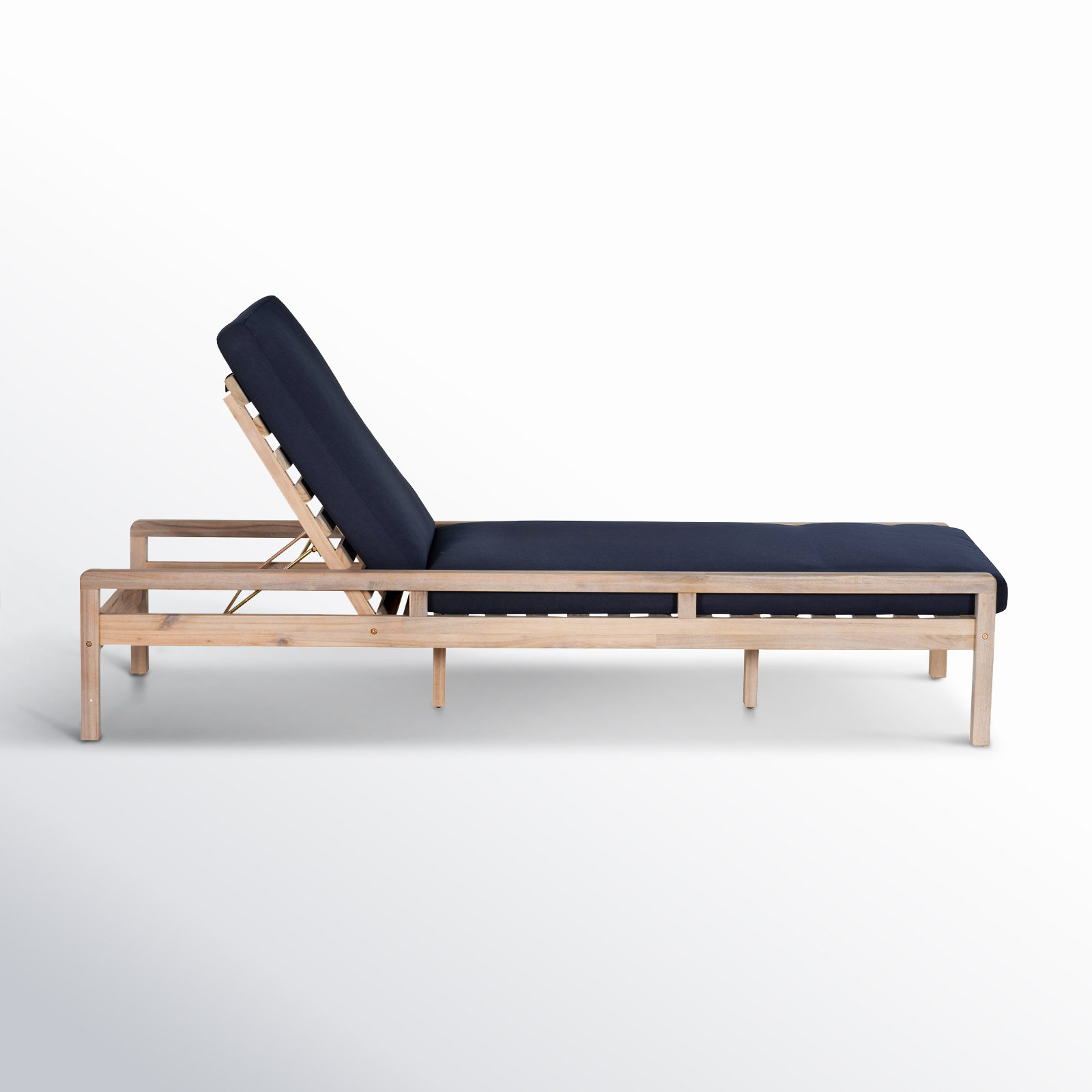 Amina 27" Acacia Patio Chaise Lounge, Navy