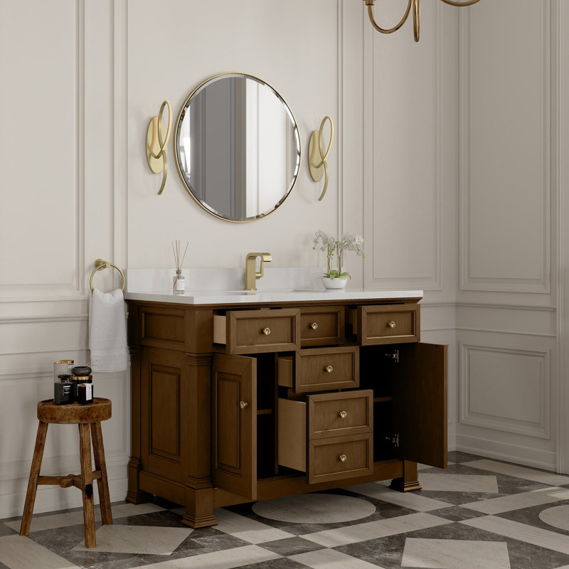Brookfield 47.75'' W Single Bathroom Vanity Base, Honey Oak