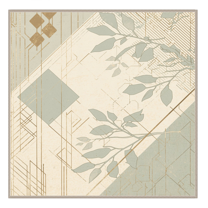 Soft Plush Fremantle Eucalyptus Minimalist Geometric Area Rug in Beige – Beige Binding, 3' Square