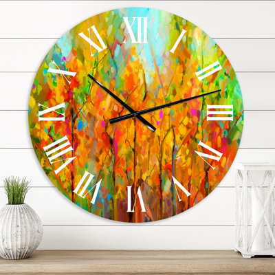 Lumineux et coloré paysage peint à la main sur un ciel bleu - Horloge murale traditionnelle