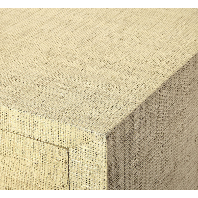 Amelle Raffia 2-Drawer Nightstand, Cream