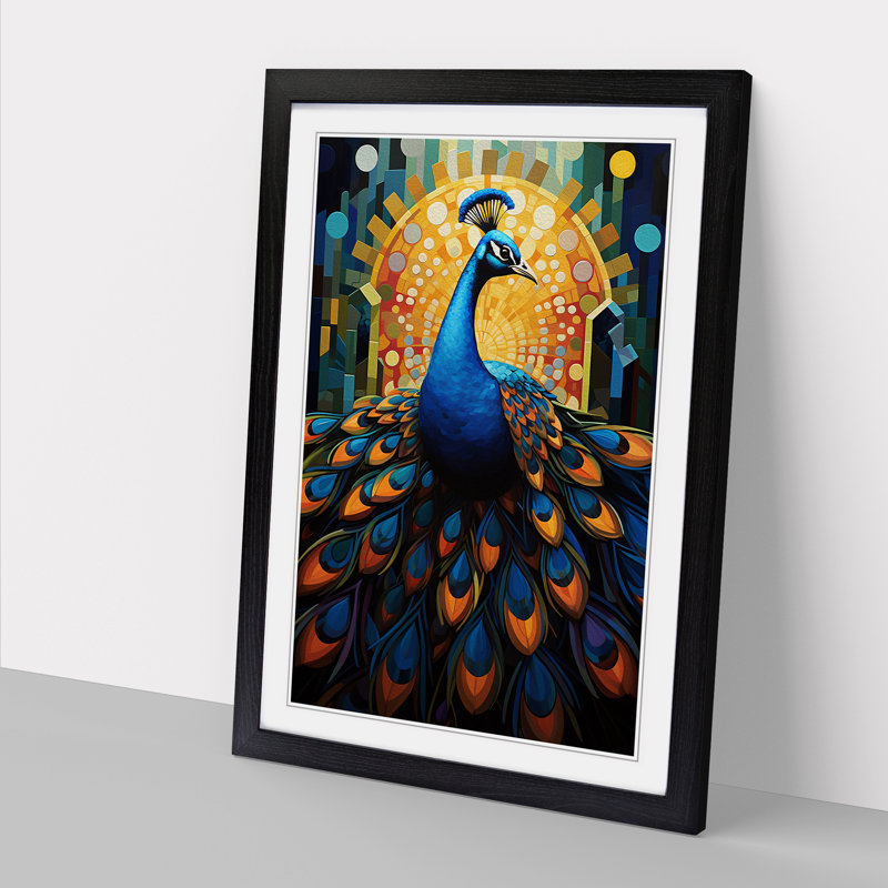 Peacock Constructivism No.4 1 Piece Single Picture Frame Wall Art, 64cm H x 46cm W x 2" D, Black Framed