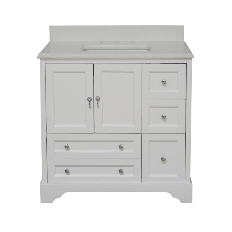 Tilford 36'' Single Bathroom Vanity, Quartz, White