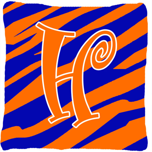Monogramme initiale Tiger Stripe jet intérieur/extérieur oreiller, H