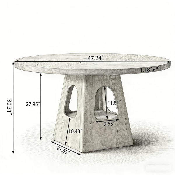 Ivy Bronx 47-Inch Round Dining Table For 4-6 With Wooden Top And ...