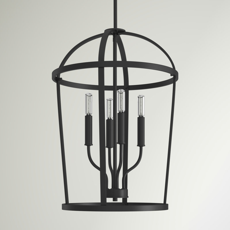 Luminaire suspendu géométrique à 4 lumières Greyson, Noir mat
