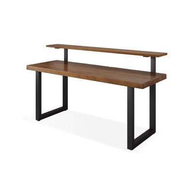 Light-walnut + Black Rectangular Solid Wood + Iron desk