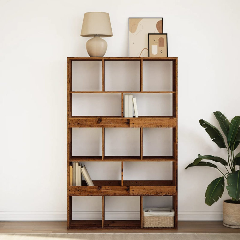 Andrika 100cm W Bookcase, 156.5cm H x 100cm W x 33cm D, Grey/Sonoma