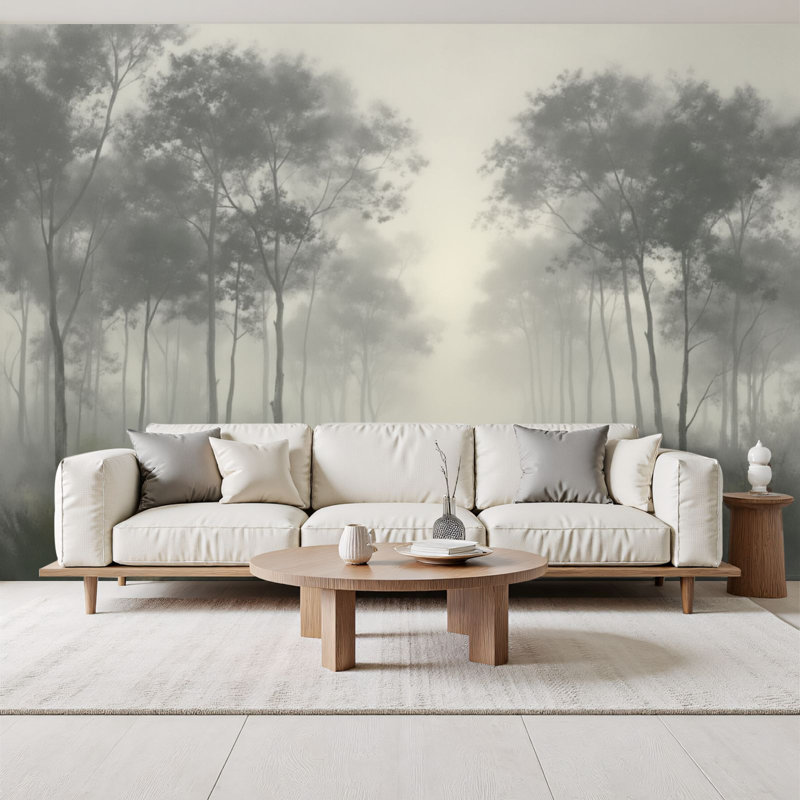 Papiers peints modernes adhésifs Misty Forest Tall Trees