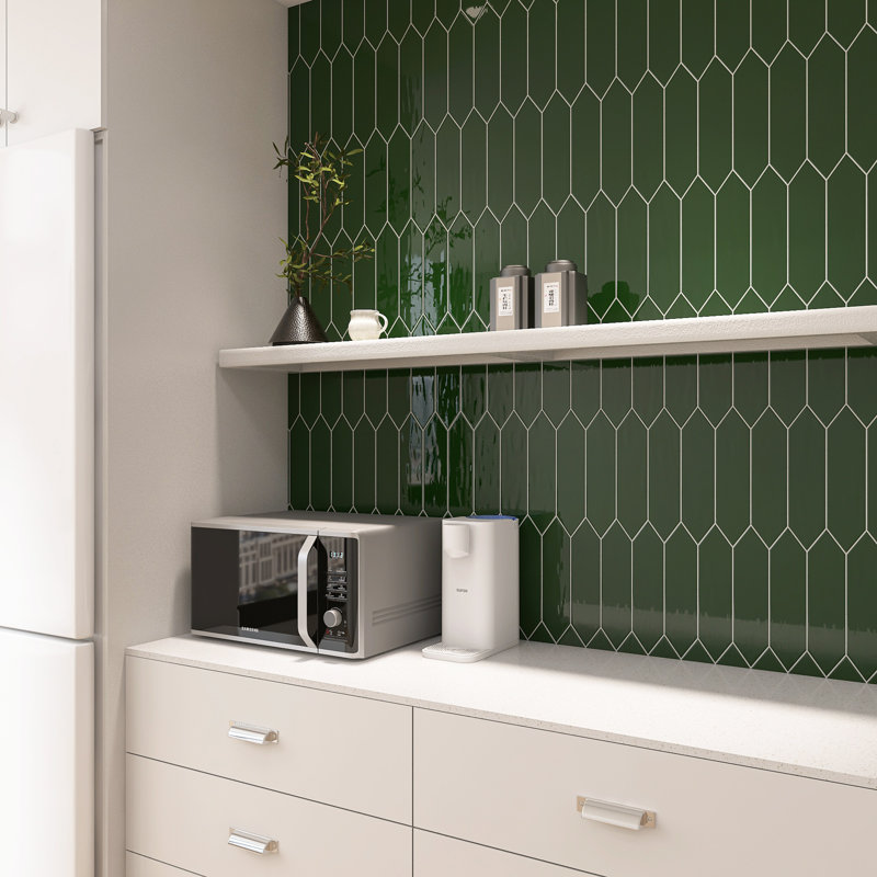 Atlanta 2.95 in. X 11.81 in. Glossy Ceramic Picket Wall Tile, Green